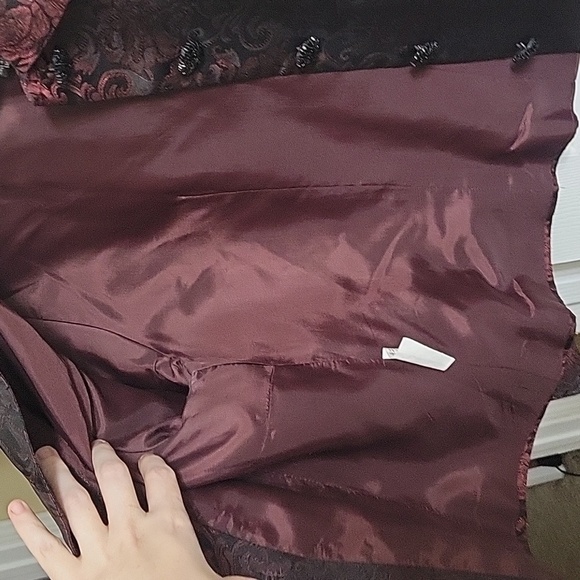 Vintage Metallic Acetate Brocade Floral Paisley Chunky Sequin Button Jacket - Picture 7 of 9